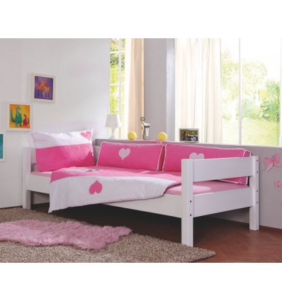 Lit individuel en bois blanc