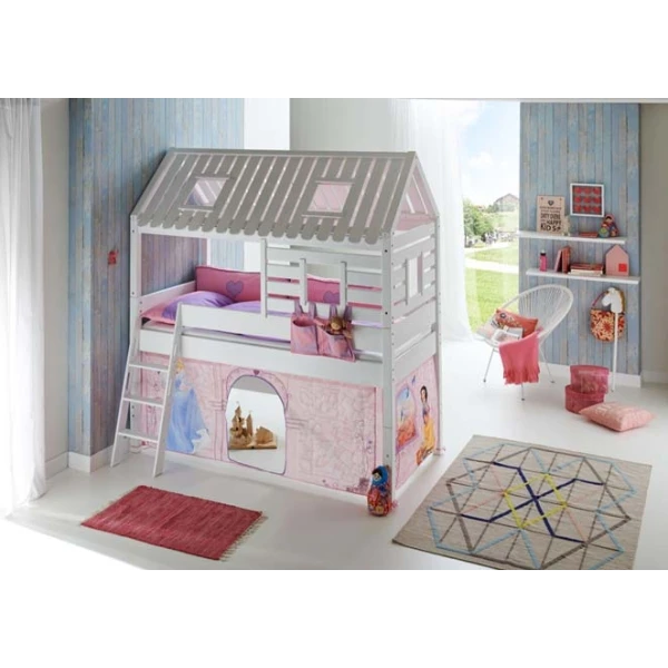 Lit Cabane avec poches en tissus