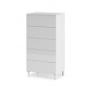 Commode 5 tiroirs blanc brillant 