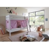 Lit en bois rideaux lila rose