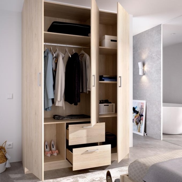 armoire 3 portes 2 tiroirs