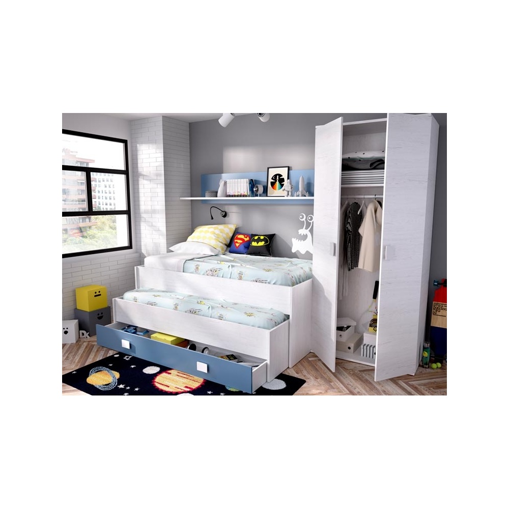 Lit compact avec lit gigogne et tiroir