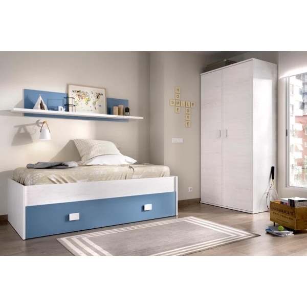 lit gigogne avec étagère