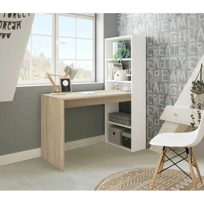 Bureau de travail avec étagère verticale à 5 étagères