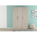 ARMOIRE 3 PORTES ET 2 TIROIRS WALLNUT