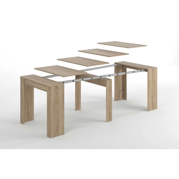 Table adaptable avec 5 positions. Jusqu'à 10 convives. Table extensible pour les invités. Pratique et fonctionnelle.