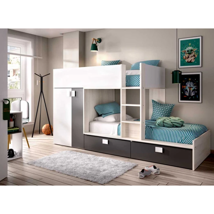 LITERA TREN CON CAJONES Y ARMARIO TIVOLI 