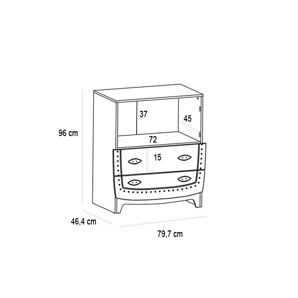 COMODA INFANTIL 2 PUERTAS 2 CAJONES ROSE
