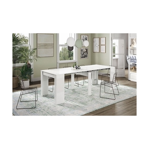 Table adaptable avec 5 positions. Jusqu'à 10 convives. Table extensible pour les invités. Pratique et fonctionnelle.