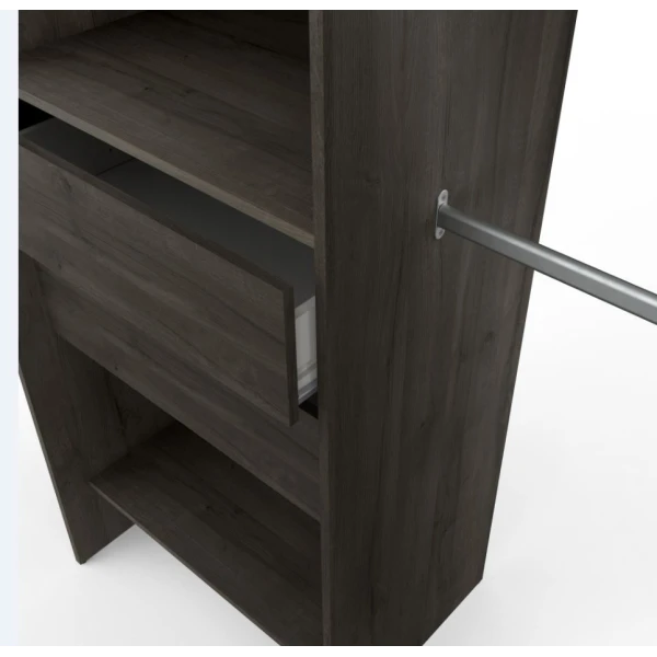 Dressing ouvert de 192 x 50 cm avec 2 barres, 3 tiroirs et 9 étagères. Grande capacité de rangement