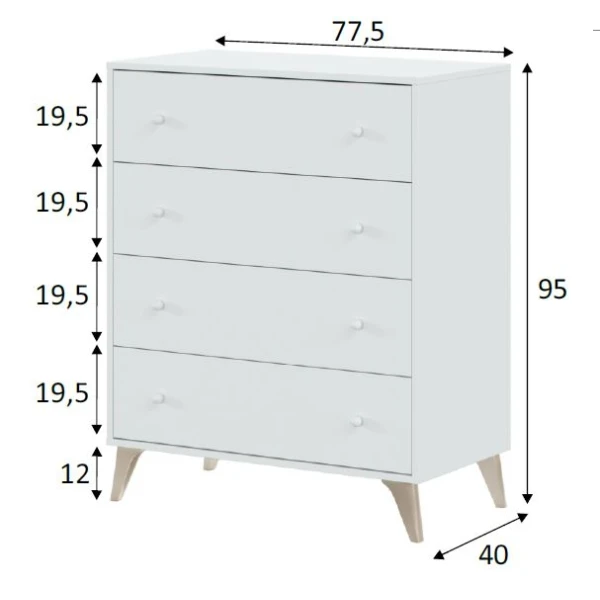 Commode Blanche 4 Tiroirs