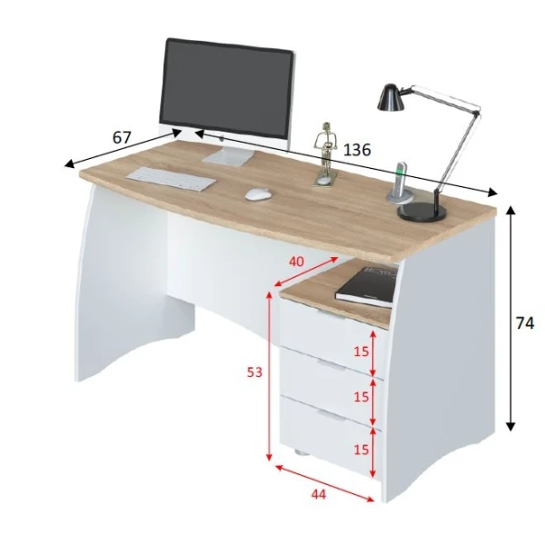Bureau Avec Bloc Trois Tiroirs