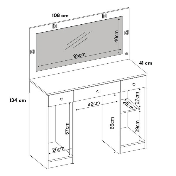 TOCADOR  CON CAJONES Y ARMARIO CLARISE