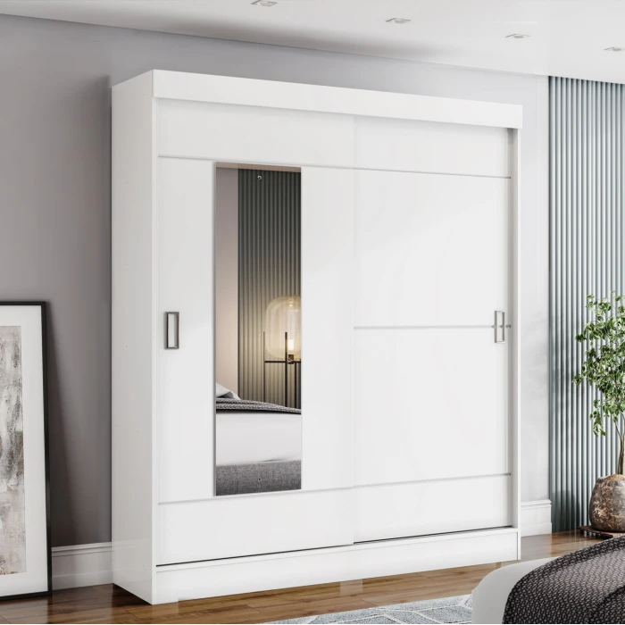 Armoire Bayron avec tiroirs et portes coulissantes pour une chambre moderne