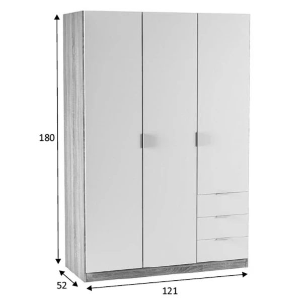 Armoire 3 portes 3 tiroirs