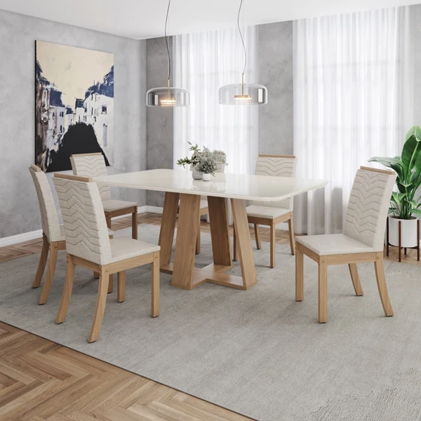 MESA 160x90 BICOLOR CON PATAS MADERA CARLOTTA