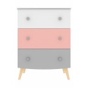 COMMODE ENFANT BLANC, GRIS ET ROSE RINGO