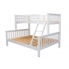 Lit superposé matrimonial Arenas Vicawu en bois blanc avec échelle, 90x190 haut et 140x190 bas