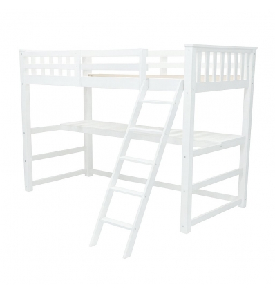 Lit mezzanine blanc en bois avec bureau – vue principale du modèle Sophia Vicawu