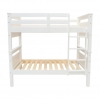 Vue frontale du lit superposé en bois blanc Titan Vicawu 90x190 avec échelle et fond blanc