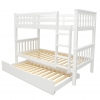 Lit superposé en bois blanc Minerva Vicawu com lit gigogne et lattes pour matelas 90x190