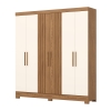 Armoire Siena Vicawu 6 portes en finition Nature et Off-White