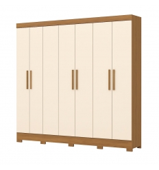 Armoire chambre 8 portes Bristol Vicawu fermée avec structure bois et façades off white, grande capacité