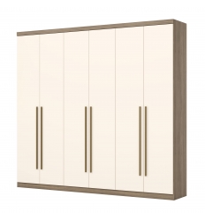 Armoire Sirius 6 portes finition crème et chêne – Vicawu