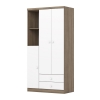 Armoire Enfant Mint avec portes et tiroirs, design bois et blanc moderne pour chambre d’enfant.