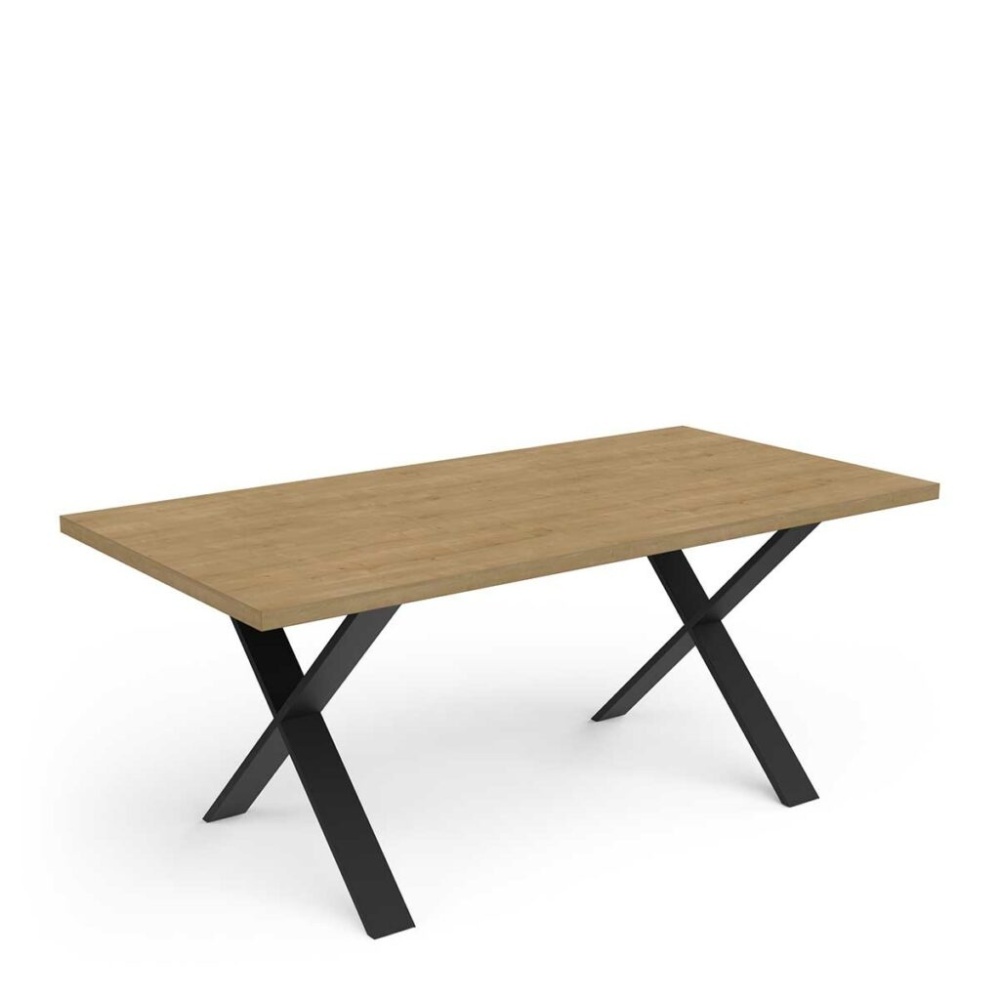 Table de Salle à Manger Industrielle avec Pieds Métalliques Cross Vicawu