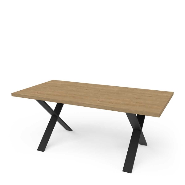 Table de Salle à Manger Industrielle avec Pieds Métalliques Cross Vicawu