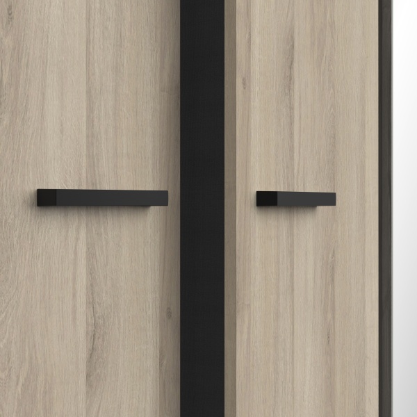 étail Poignée Noire Minimaliste pour Armoire en Chêne, Finition Moderne