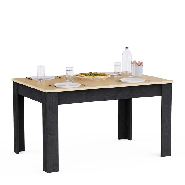 Table à manger Kent Vicawu décorée en chêne clair et gris graphite