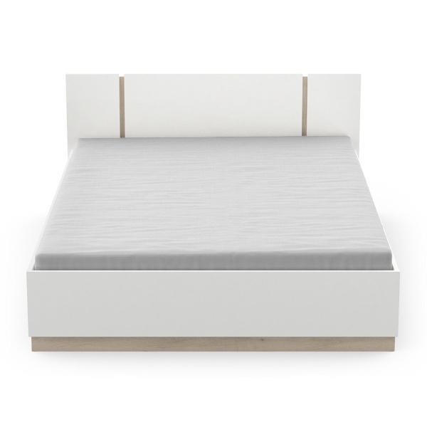 Lit au Design Minimaliste Nord, structure en bois finition chêne, style nordique moderne