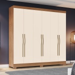 Armoire Wilsor 6 portes bicolore mise en situation, finition chêne et beige