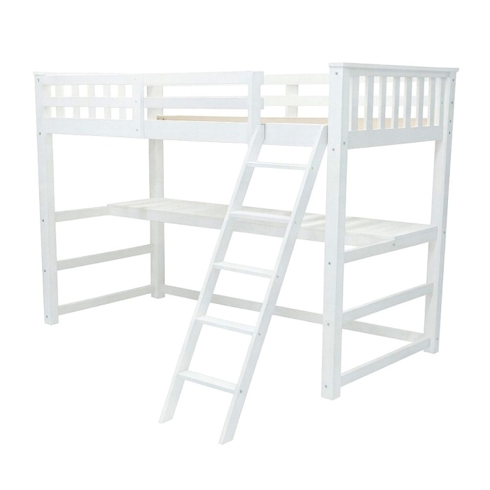 Lit mezzanine blanc en bois avec bureau – vue principale du modèle Sophia Vicawu