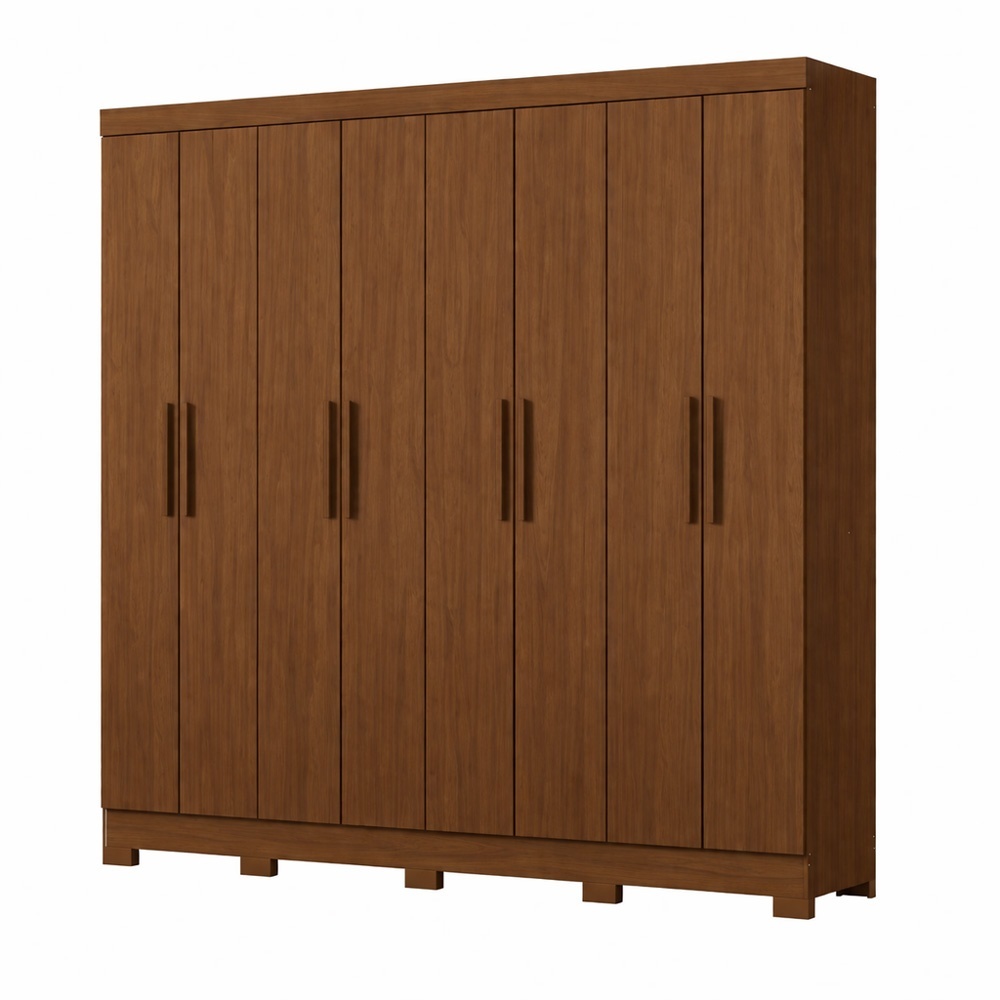 Armoire chambre 8 portes Bristol Vicawu fermée avec structure bois et façades chêne, grande capacité