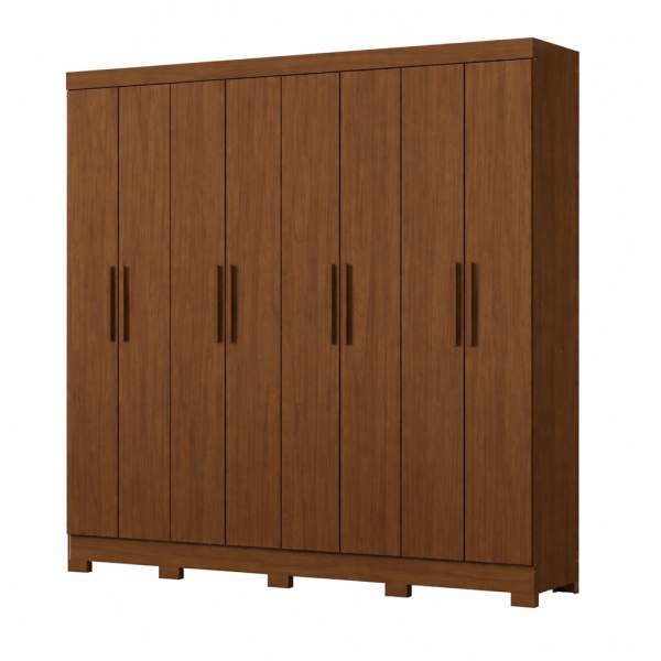 Armoire chambre 8 portes Bristol Vicawu fermée avec structure bois et façades chêne, grande capacité