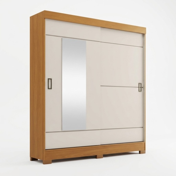 Armoire à portes coulissantes avec miroir et tiroirs. 163 x 48,5 x 200 cm