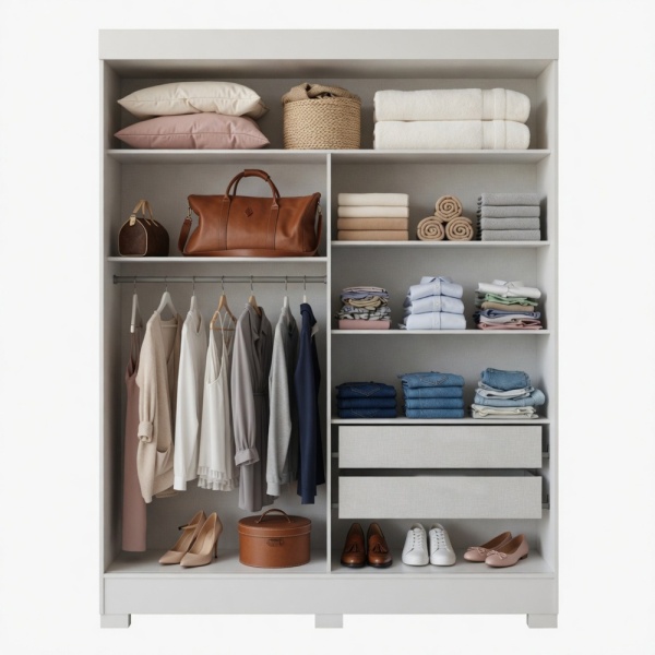 Intérieur armoire avec tiroirs Bayron avec étagères, tringle et tiroirs, organisation maximale