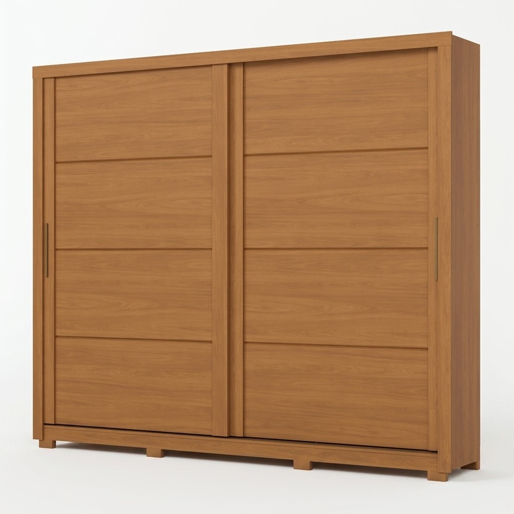 Armoire Genius portes coulissantes en chêne cannelle, design élégant et grande capacité