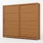 Armoire Genius portes coulissantes en chêne cannelle, design élégant et grande capacité