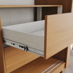 Tiroir intérieur armoire Genius en chêne cannelle avec glissières métalliques, ouverture fluide