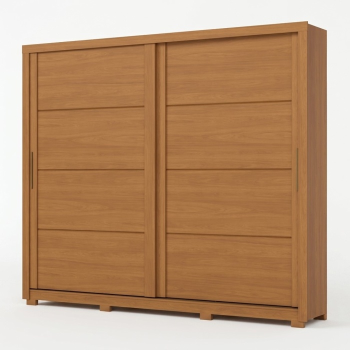 Armoire Rufus à portes coulissantes en bois, design minimaliste et grande capacité