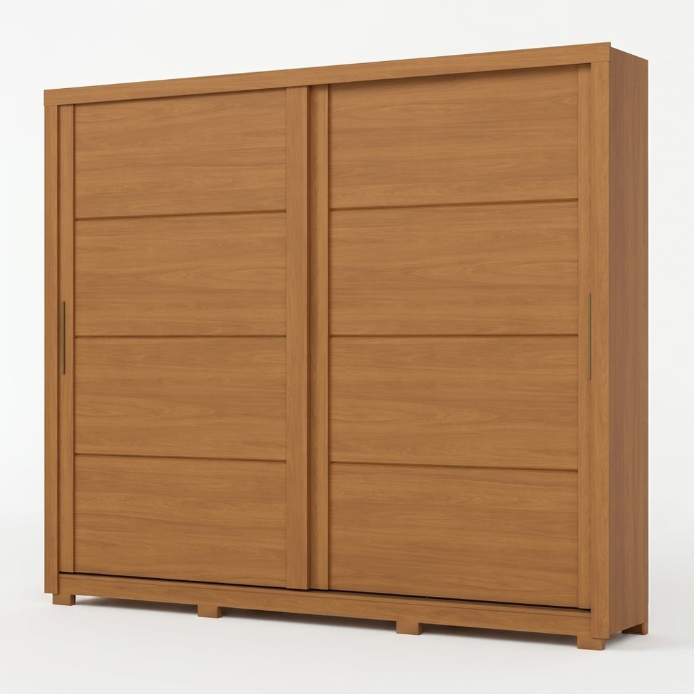 Armoire Rufus à portes coulissantes en bois, design minimaliste et grande capacité