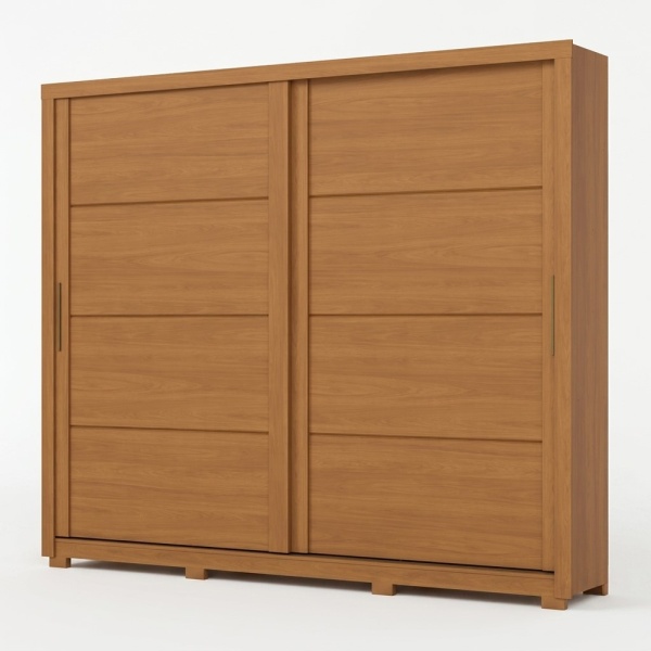 Armoire Rufus à portes coulissantes en bois, design minimaliste et grande capacité