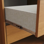 Détail tiroir avec glissières métalliques armoire Rufus, ouverture fluide et durable