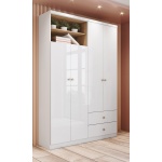 Armoire moderne Gamil Vicawu blanche avec détails bois pour chambre élégante