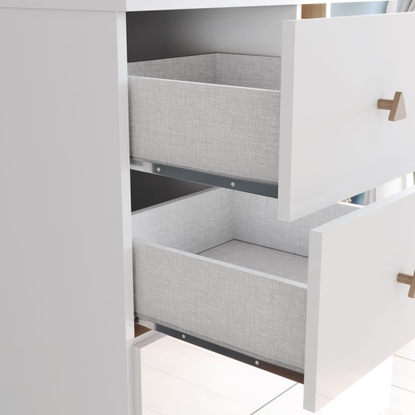 Armoire enfant Gamil Vicawu 4 portes avec grands tiroirs et finition blanche moderne