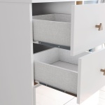 Armoire enfant Gamil Vicawu 4 portes avec grands tiroirs et finition blanche moderne